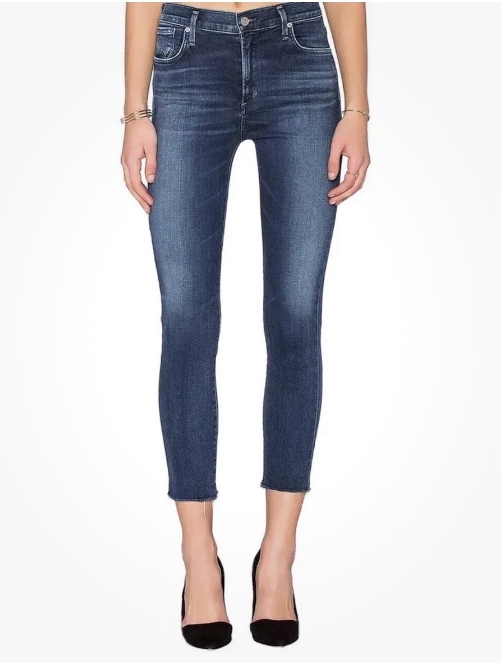 AGOLDE Sophie Crop Jeans Skinny Raw hem  Size 28 Med Wash